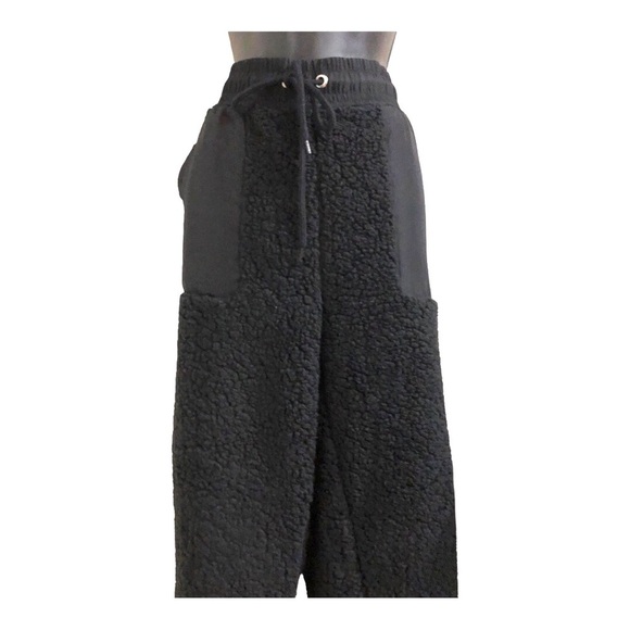 Pants - Black sherpa shearling look cozy warm loungewear‎ jogger pants Size XXL new